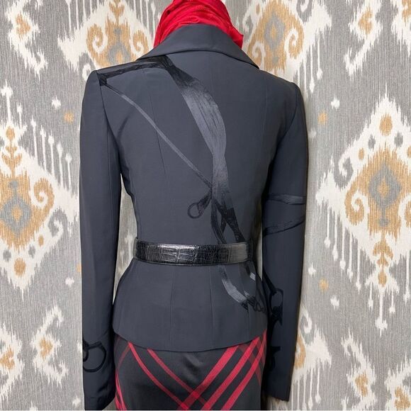 Ralph Lauren Fall 2020 Collection Black Silk Equestrian Jacquard Sylvia Jacket - Picture 16 of 16